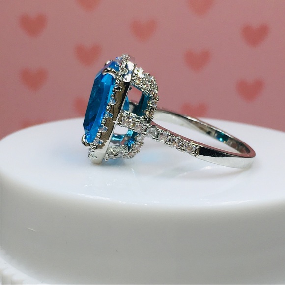 ❌ SOLD ❌ 14k white gold blue diamond ring halo - Picture 5 of 13